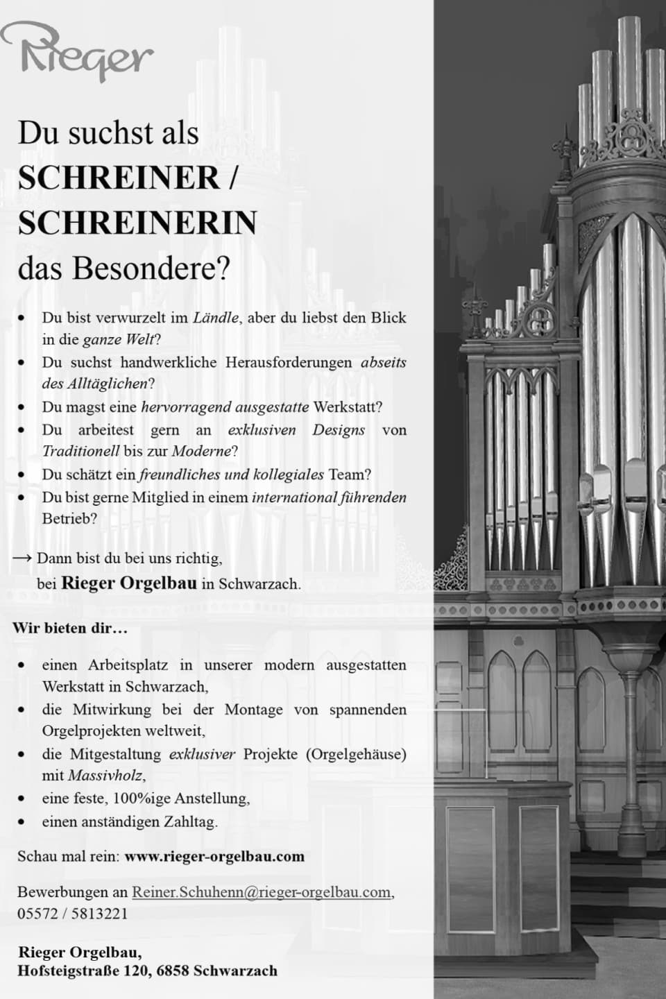 SCHREINER/IN GESUCHT